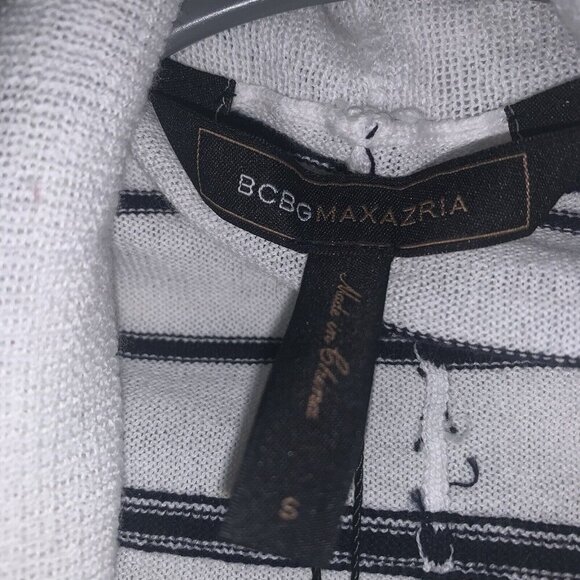 BCBGMAXAZRIA WOMEN'S STRIPED CARDIWRAP SWEATER NAVYSTRIPE S BUTTON SLEEVE NWT - Picture 3 of 11